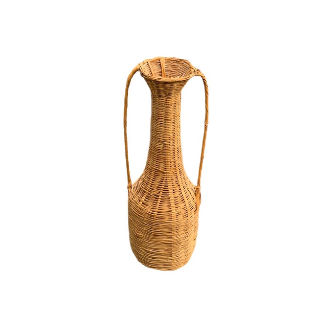 Mid 20th Century Vintage Rattan Floor Vase Chairish