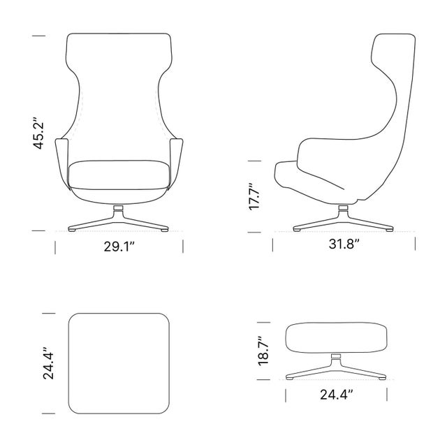 Cantoni Leather Recliner Lounge Chair and Ottoman Set in Genuine Top-Grain Leather With Stainless Steel Swivel Base For Sale - Image 11 of 12