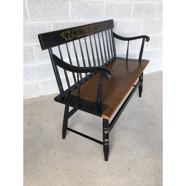 L. Hitchcock Solid Maple Black Harvest Deacons Bench Chairish
