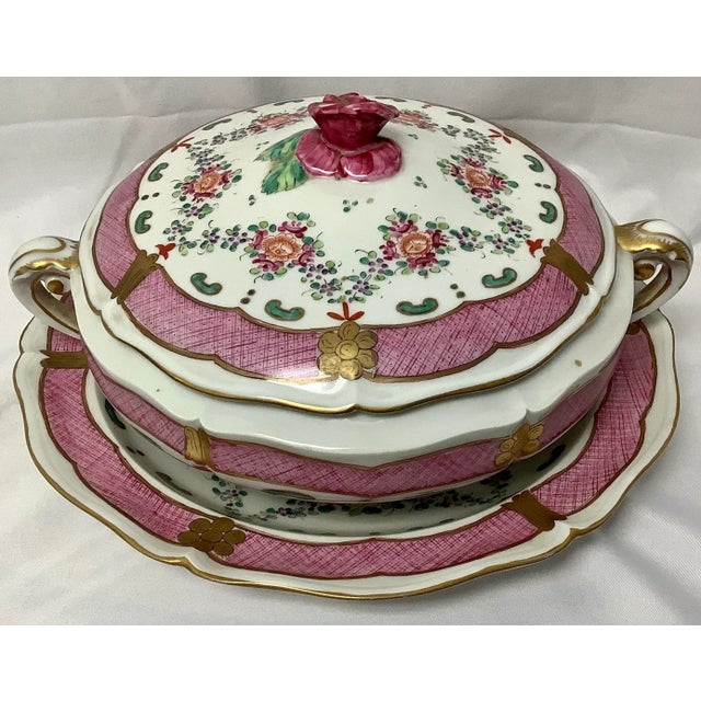 Edmé Samson Sampson Large Covered Tureen With Under-Plate For Sale - Image 4 of 9