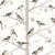 A forest of silhouetted trees provides a graphic backdrop for a colorful flock of songbirds in this charming screen-...