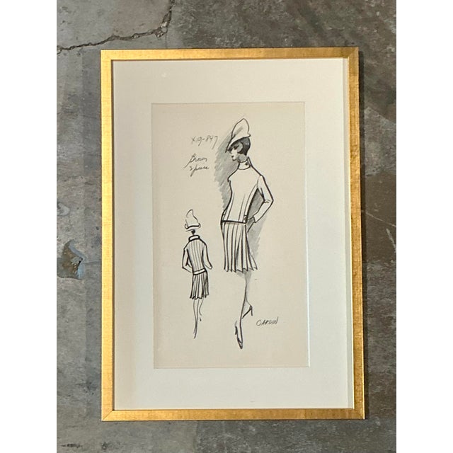 Vintage Pierre Cardin Fashion Sketch For Sale - Image 11 of 12