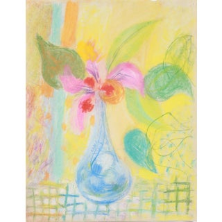 Colorful Floral Still Life 1940-50s Pastel For Sale