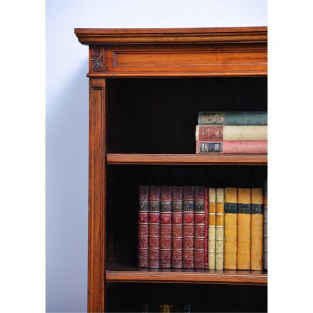 Antique Victorian Walnut Open Bookcase with Adjustable Shelves, 1880 For Sale - Image 11 of 18