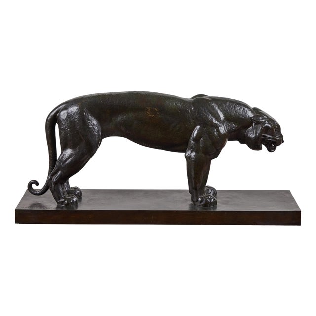 Signed, Cast Bronze Tiger, circa 1920 For Sale