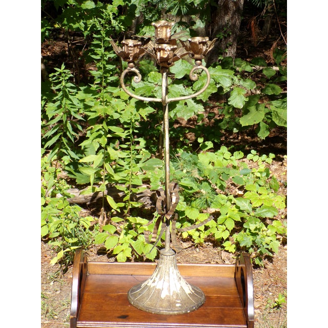 Beige Vintage Italian Florentine Art Nouveau Candelabra Candle Holder Mirror For Sale - Image 8 of 18