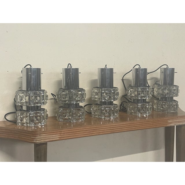 Metal Swarovski Cut Glass Pendant Lamps, 1970s, Set of 5 For Sale - Image 7 of 18