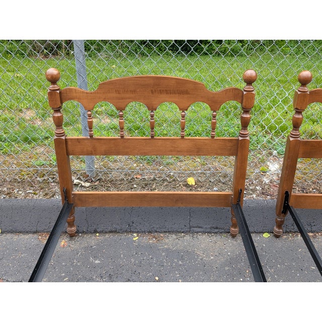 Vintage Twin Size Maple Cannonball Bed Frame - A Pair For Sale - Image 9 of 11
