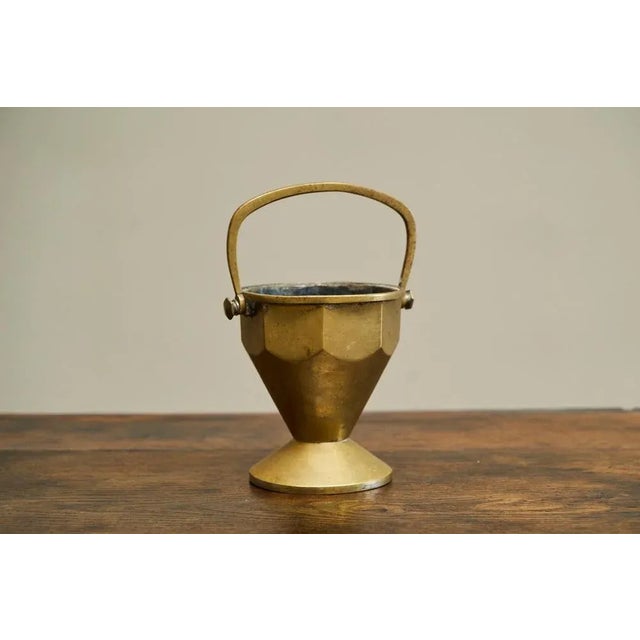 Art Deco Basket with Handle in Patinated Brass Early 20th Century, 1940s For Sale - Image 6 of 8