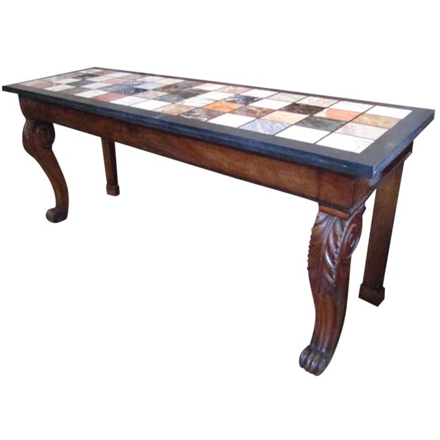 Regency Mahogany and Marble Specimen Console Table For Sale