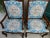 1900 - 1909 Pair Antique French Dining Arm Chairs Louis XV Carved Oak Blue Persian Textile For Sale - Image 5 of 18