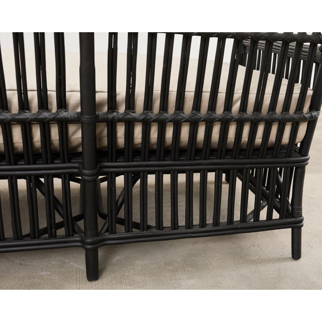 Palecek Art Deco Style Rattan Pencil Reed Settee For Sale - Image 18 of 18