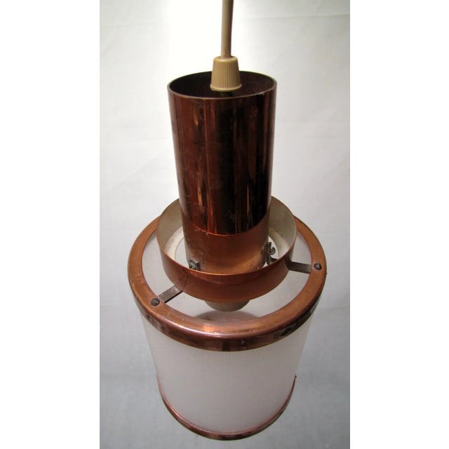 1950s Mid-Century Danish Copper and Plastic Pendant Lamp For Sale - Image 5 of 9