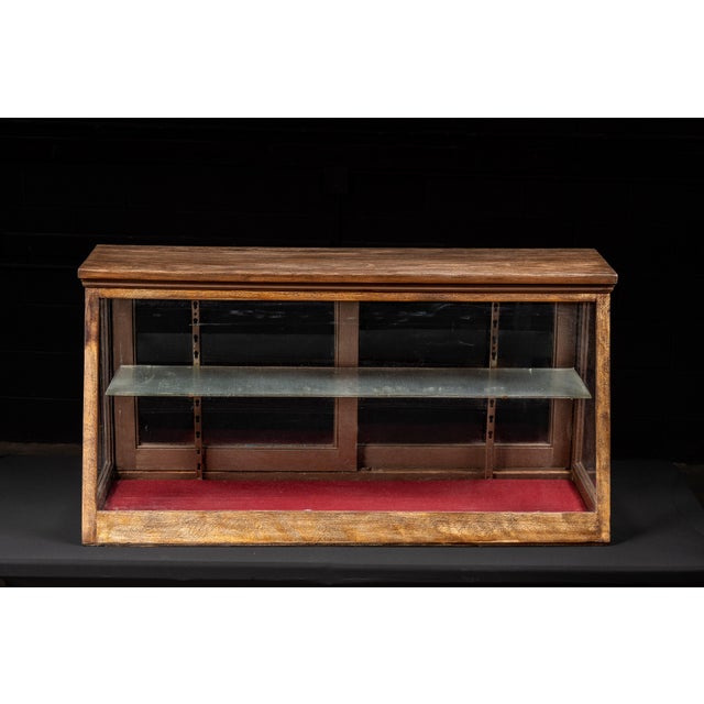 Brown Antique Two-Tier Oak and Glass Display Case For Sale - Image 8 of 15