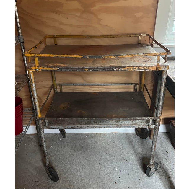 Rustic Late 20th Century Vintage Metal Cart For Sale - Image 3 of 4