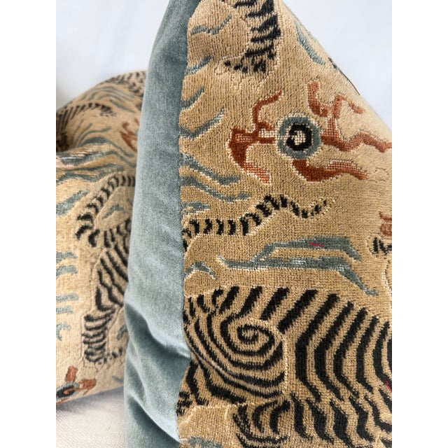 Transitional Clarence House "Tibet Small Scale" in Graphite 22" Pillows-a Pair For Sale - Image 3 of 3
