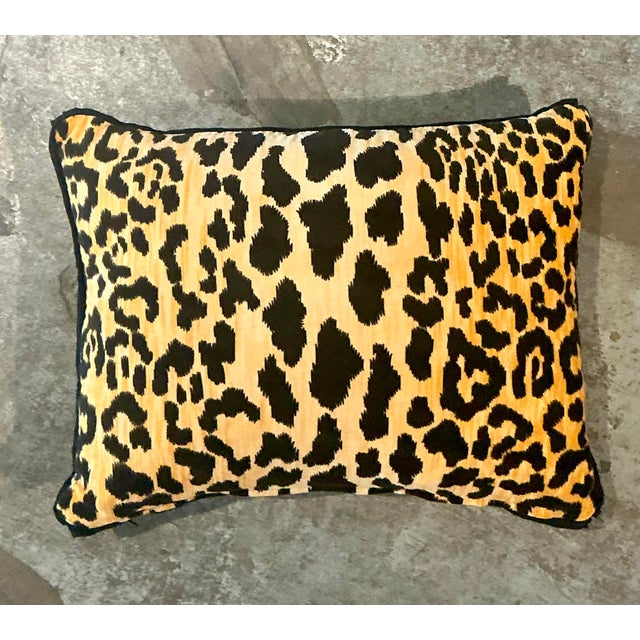 Contemporary Vintage Boho Leopard Velvet Lumbar Pillow For Sale - Image 3 of 10