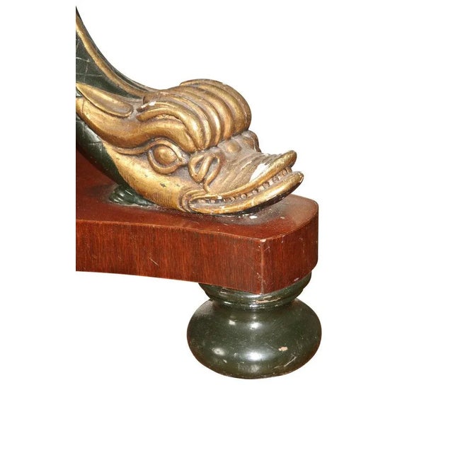 19th Century 19th Century Mahogany Center Table with Finely Carved Gilt Dolphin Base For Sale - Image 5 of 6