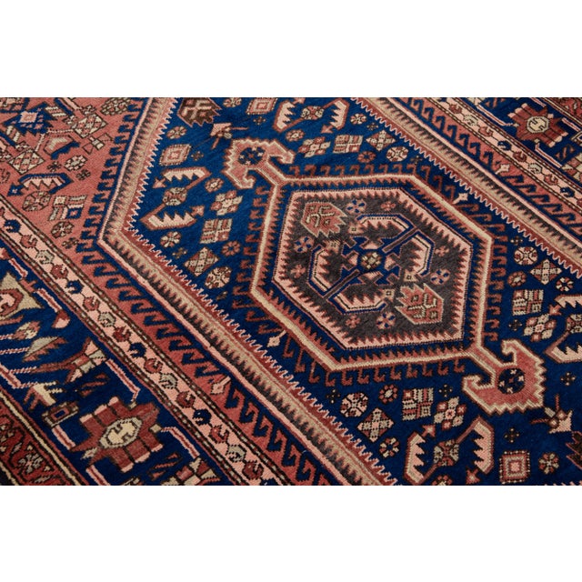 Red Vintage Handmade Persian Red Geometric Wool Rug 4'10" X 6'4" For Sale - Image 8 of 11