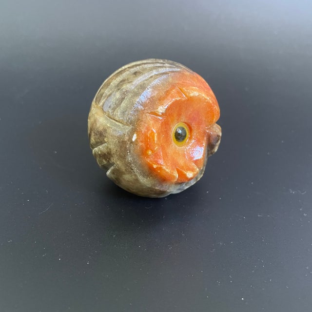 Vintage Italian Hand Carved Alabaster Owl Paperweight For Sale - Image 4 of 11