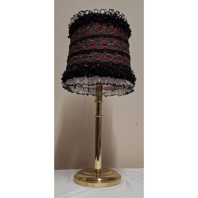 Vintage Table Lamp with Brass Base and Fabric Shade from Lamplove, 1990s For Sale - Image 6 of 8