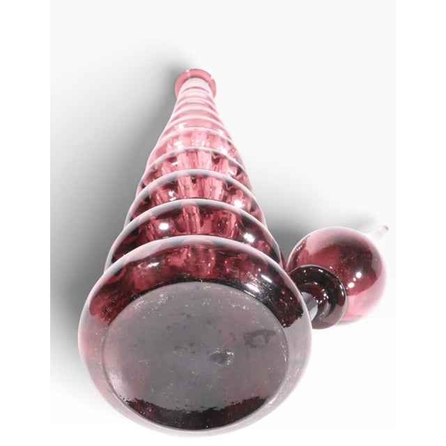 Glass Italian Mid Century Amethyst Purple Glass Genie Bottle by Rossini Empoli C. 1960's For Sale - Image 7 of 7