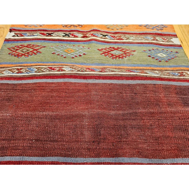 Vintage Moroccan Tribal Kilim Runner, Flat-Woven Wool, Geometric Stripe Pattern, 2’ X 8’ For Sale - Image 13 of 15