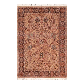 Shabby Chic 1990's Pak-Persian Taupe/Blue Wool Rug - 6'2'' X 9'3'' For Sale