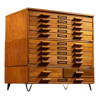 Vintage 3-Stack Flat File on Hairpin Legs by Mayline For Sale