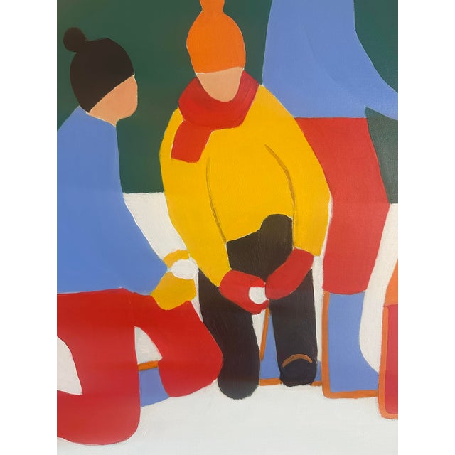 "Snow Play" Modern Oil Painting, by Jennifer Hohlfelder For Sale - Image 4 of 9