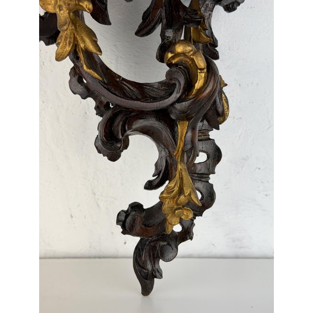 Antique Victorian Rococo Hand-Carved Wooden Wall Shelf with Gilt Accents For Sale - Image 5 of 16