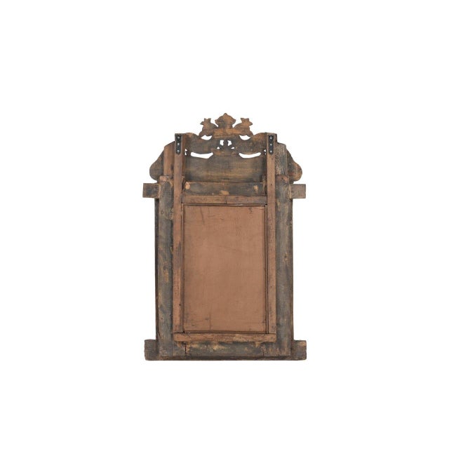 Antique Indian Carved and Painted Teakwood Window – Mirror For Sale - Image 4 of 4