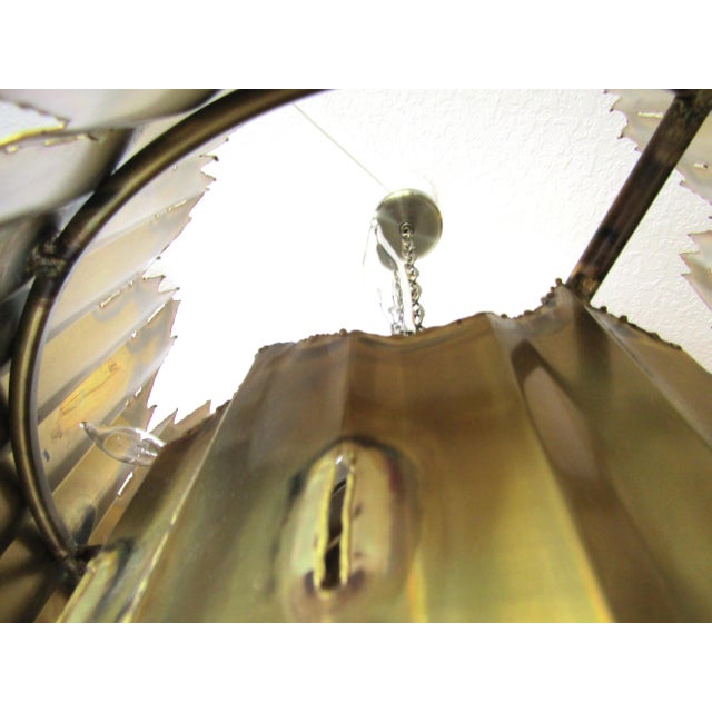 1970s Mid Century Modern Tom Greene Torch Cut Brass Brutalist Chandeliers - a Pair For Sale - Image 9 of 18