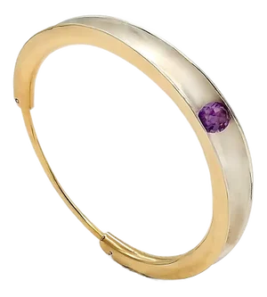 Vintage Solitaire Gold & Silver Gerhard Herbst Studio Bangle Bracelet