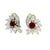 Crafted in platinum, these earrings feature a striking contemporary design. At the center, 0.88 carats of round red rubies...