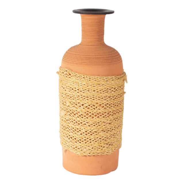 Italian Raymor Ceramic Vase With Woven Accent For Sale