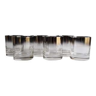 Vintage Silver Fade Lowball Whiskey Rocks Glasses - Set of 6 Dorothy Thorpe Style For Sale