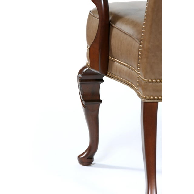 Pair of Queen Anne Style Leather Armchairs For Sale In New York - Image 6 of 10