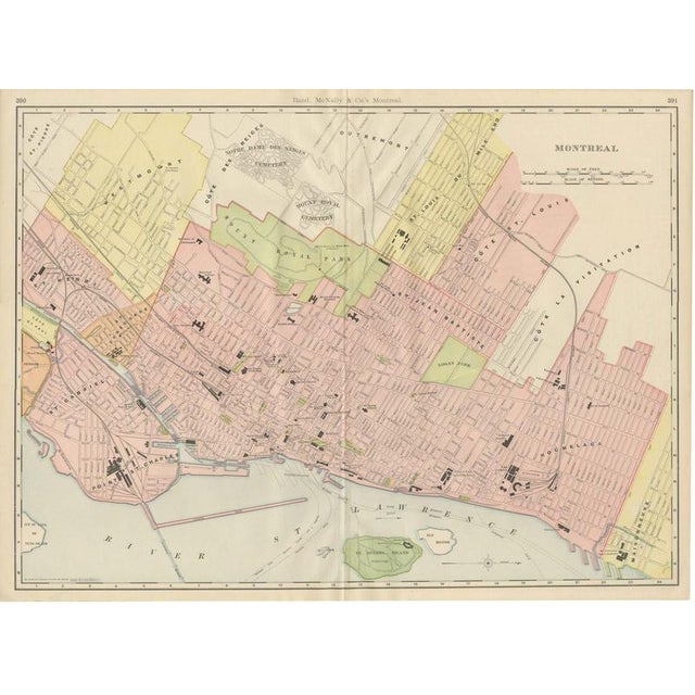 Antique Map of Montreal with Mount Royal Park from Rand McNally, 1899 For Sale - Image 12 of 12