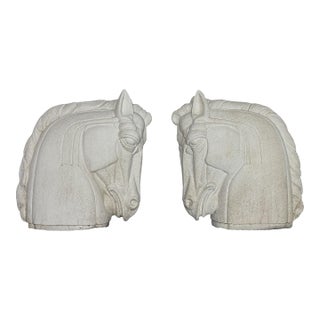 Architectural Concrete Horse Heads — Rare Pair For Sale