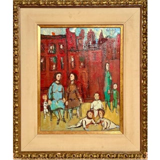 Frank Kleinholz, Mid Century Mothers, Children Oil Painting Frank Kleinholz WPA Era NYC Tenements, 20th century For Sale