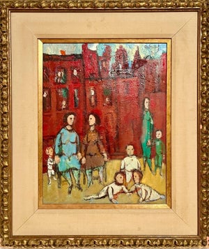 Frank Kleinholz, Mid Century Mothers, Children Oil Painting Frank Kleinholz WPA Era NYC Tenements, 20th century