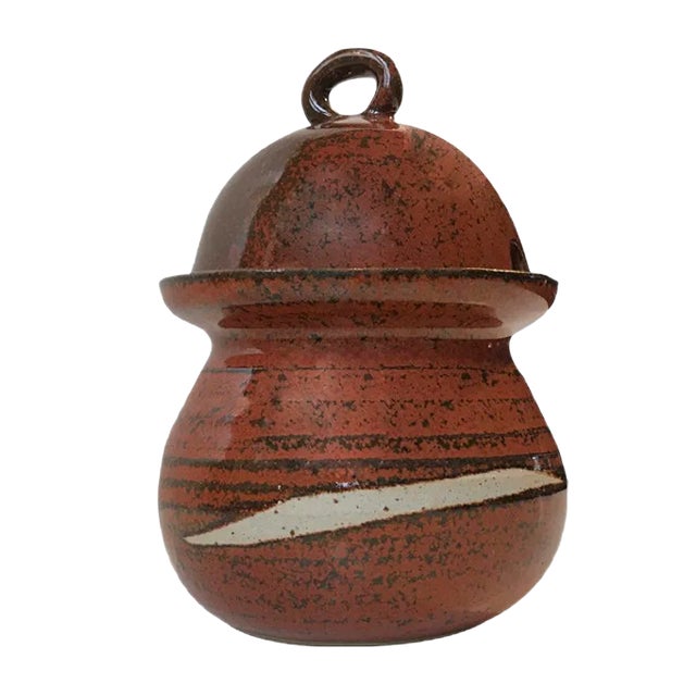 Scandinavian Modern Glazed Jam Jar in Stoneware, 1970s For Sale