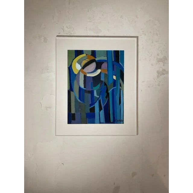An authentic abstract and figurative work, Expressionist, Cubist, Free Form, gouache on paper appearing to represent a...