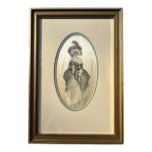 Vintage Framed Women’s Fashion Print on Silk