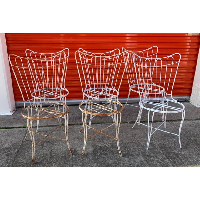 White Mid Century Homecrest Wire Patio Dining Chairs - Set of 6 For Sale - Image 8 of 8