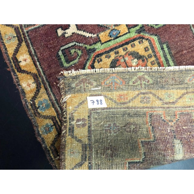 1960s Vintage Turkish Handmade Wine and Orange Small Rug For Sale - Image 5 of 6