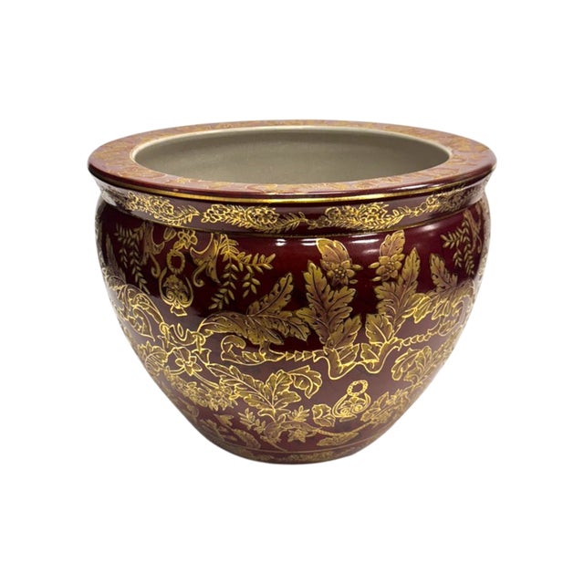 Ceramic Mid- Century Ceramic Chinese Fish Bowl Planter With Stand For Sale - Image 7 of 10