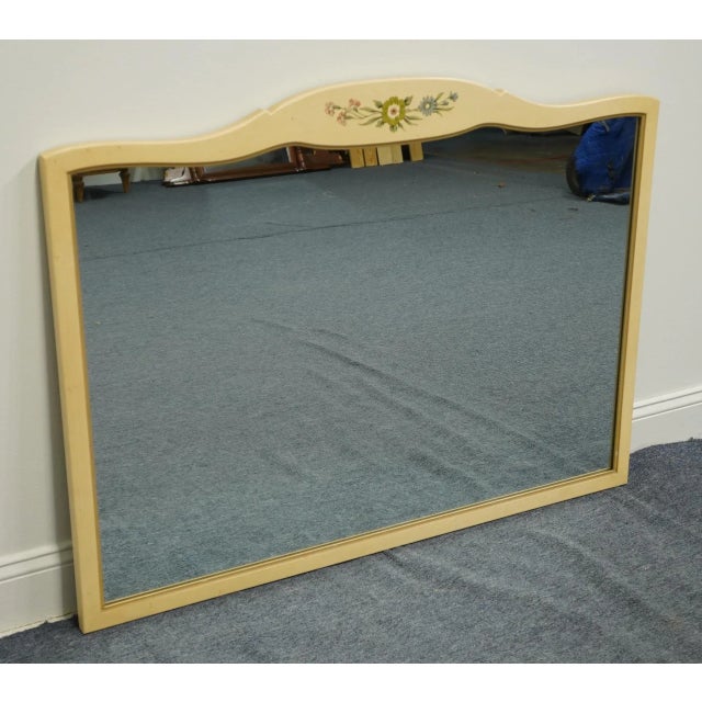 HENREDON FURNITURE Country French Antique White Painted 46" Dresser / Wall Mirror w. Painted Floral Details 1400 34.75"...