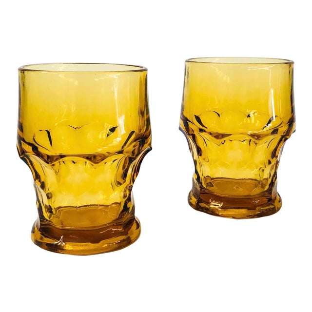 Mid Century Georgian Amber Cocktail Glasses - Set of 2 For Sale